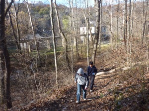 Andrew and Arthur hiking from Spring Mill