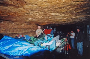 Sleeping arrangements in Blue Springs Cavern