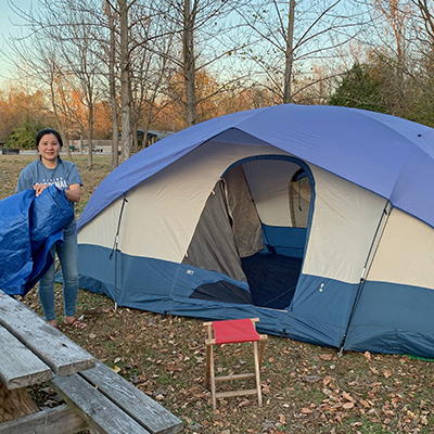 The tent in the park