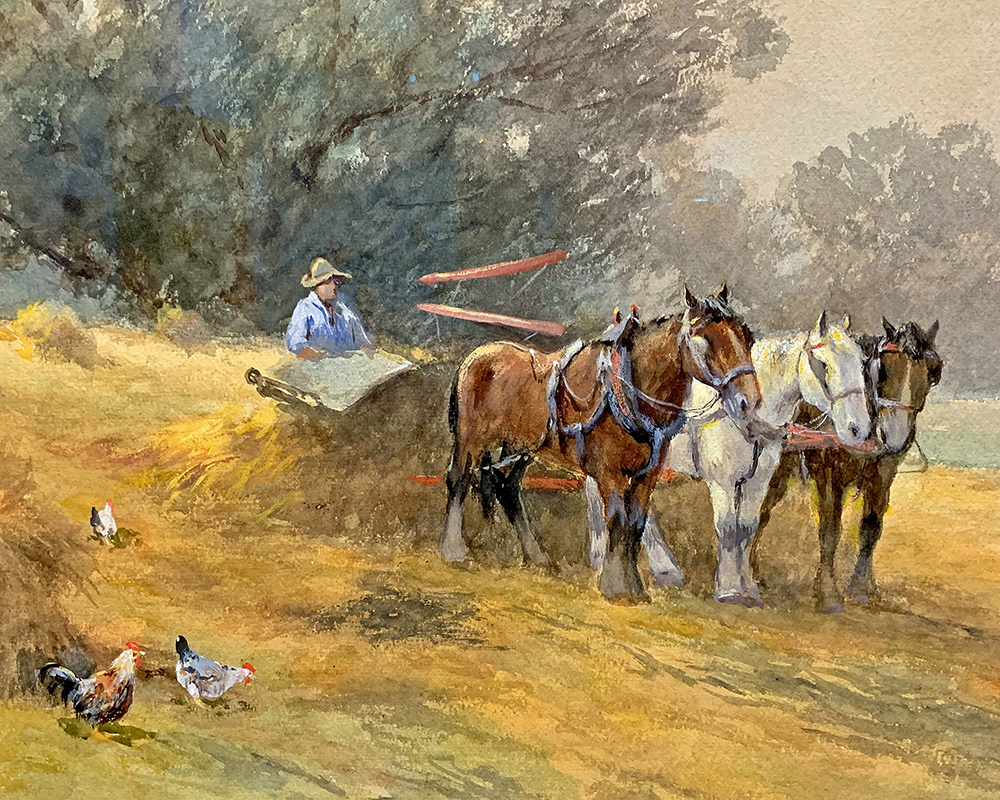 Frank F English (1854-1922) Harvesting Wheat