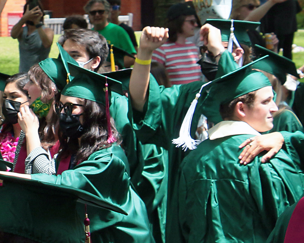 Graduates of the University of Oregon participating in events on graduation day, 2021