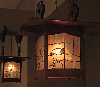 Hanging wooden lanterns