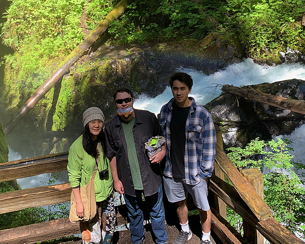 Jeri, Sebastian, and Arthur at Sol Duc Falls