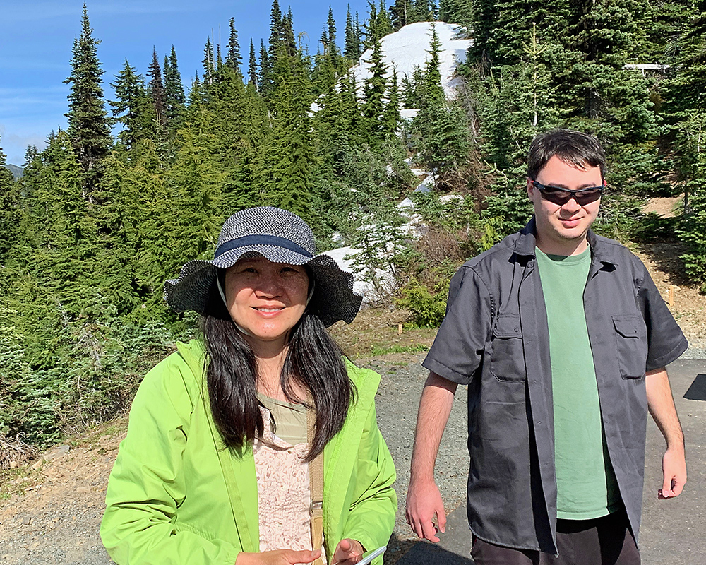 Sebastian and Jeri smile as they take a selfie on Hurricane Ridge