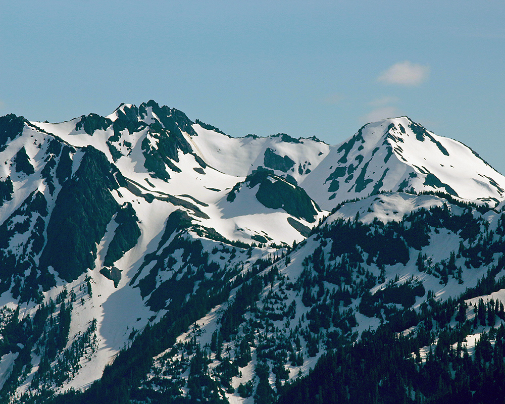 Snow and rock on the peaks of the Olympic Mountains