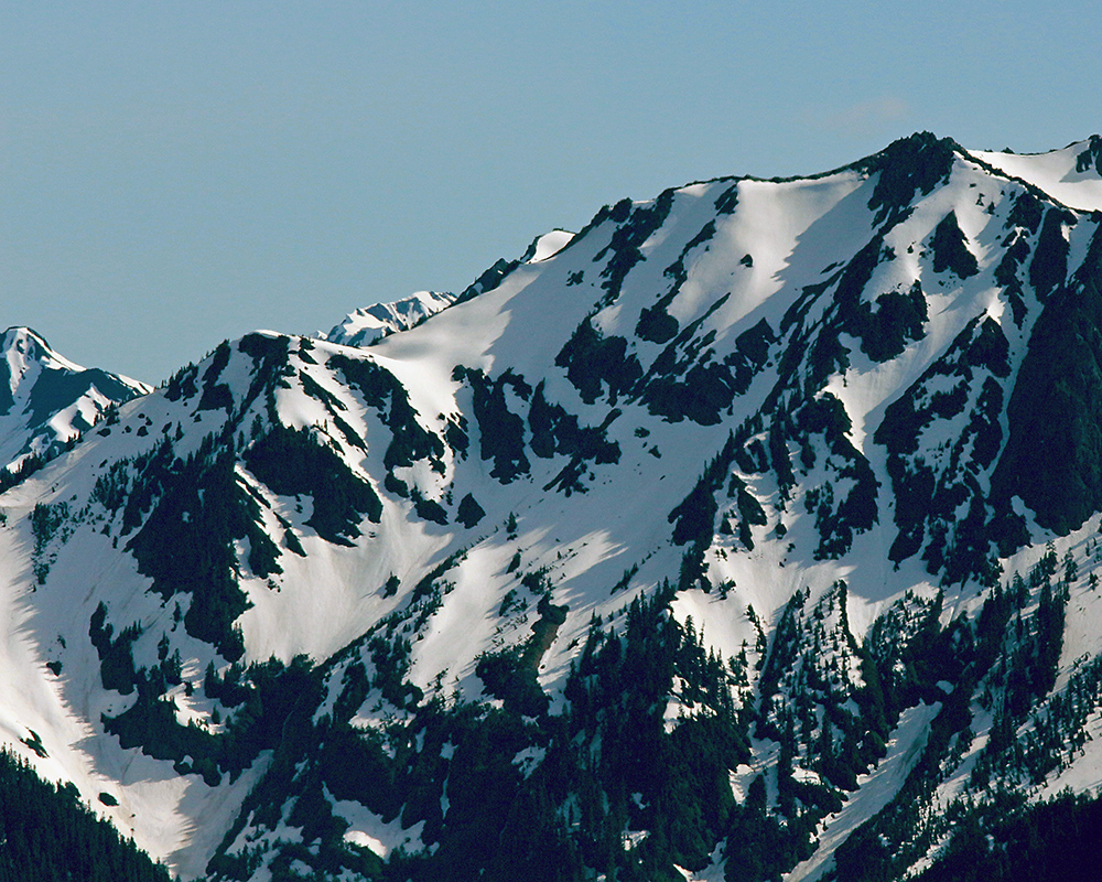 Snow and rock on the peaks of the Olympic Mountains