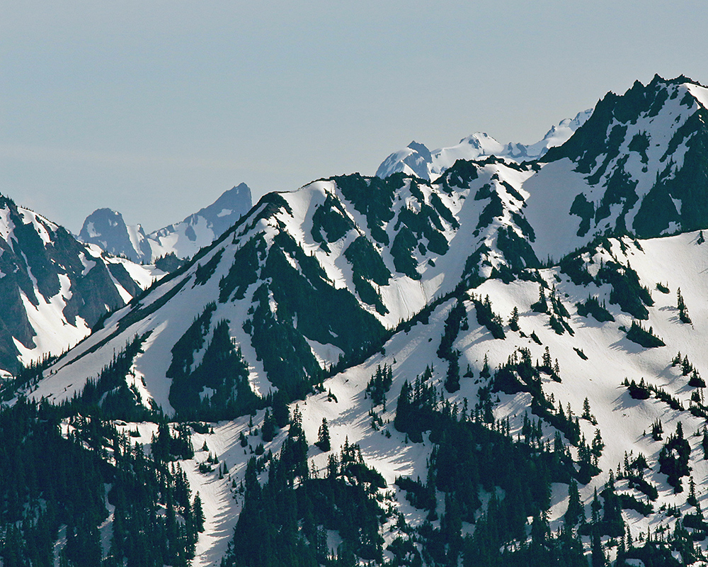 Snow and rock on the peaks of the Olympic Mountains