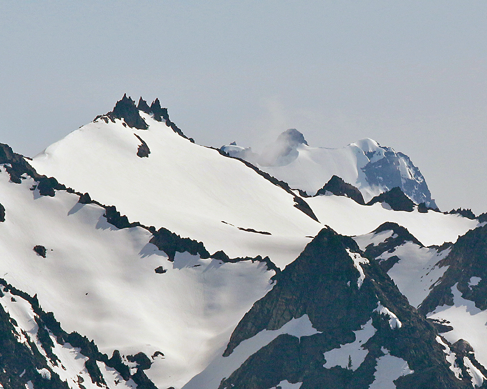 Snow and rock on the peaks of the Olympic Mountains