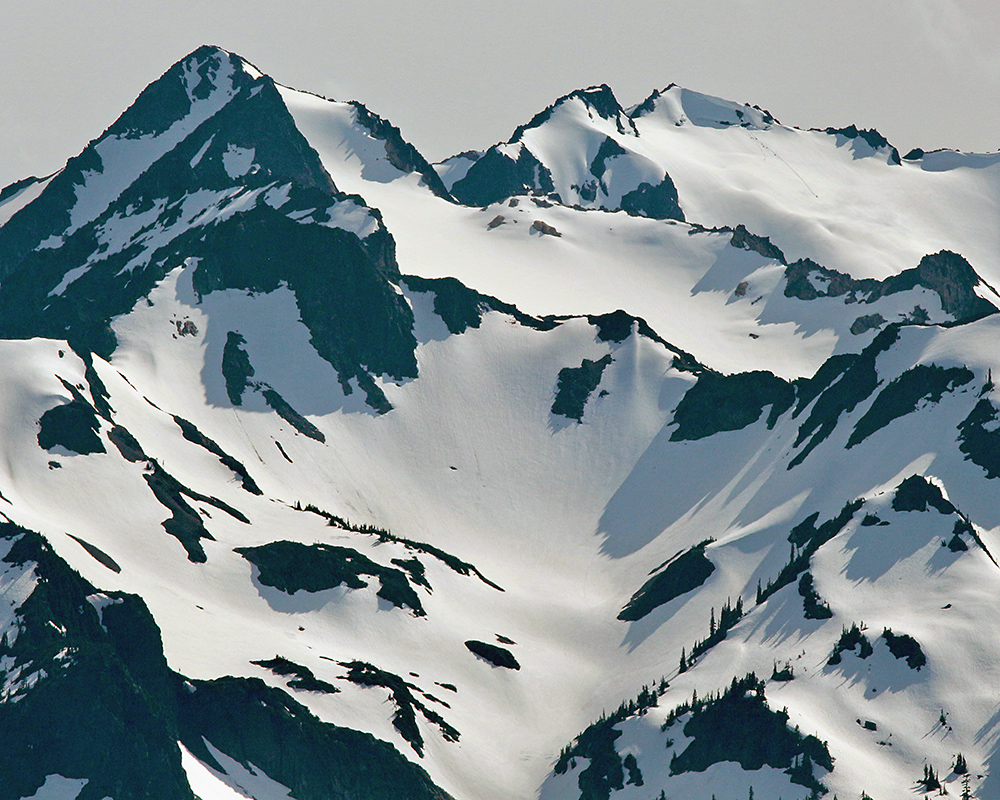 Snow and rock on the peaks of the Olympic Mountains