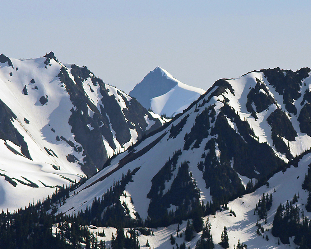 Snow and rock on the peaks of the Olympic Mountains