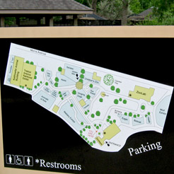 Map of Miller Park Zoo on sign in the park