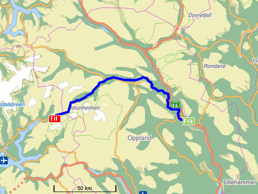 Fourth day driving map