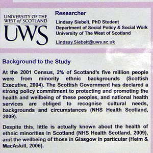 Poster about mental well-being of ethnic Chinese in Scotland