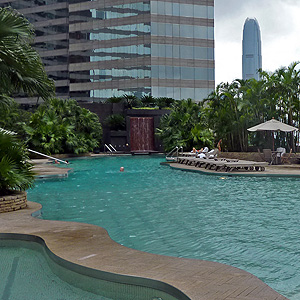 Swimming Pool at the Renaissance and Hyatt near the Convention Center in Hong Kong