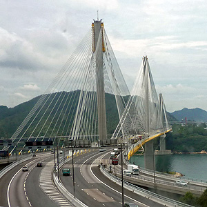 The Ting Kau Bridge crossing over to Tsing Yi in Hong Kong