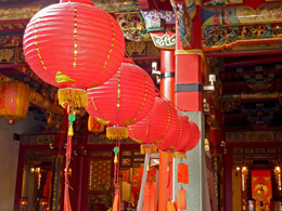 Public temple's red lanterns