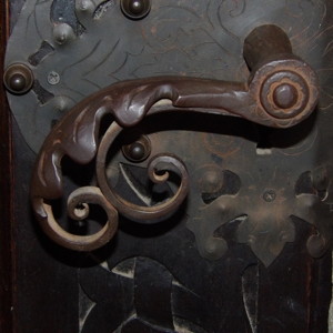 Leaf pattern door handle from Queen Marie's castle in Bran, Romania.