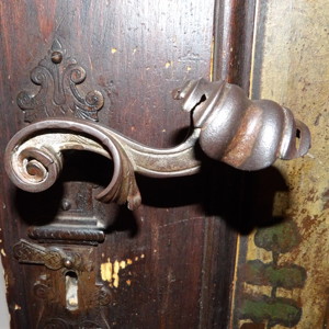 Leaf pattern door handle from Queen Marie's castle in Bran, Romania.