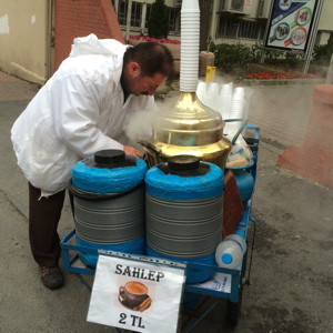 In a cold raining weather, a cup of sahlep is the best choice.