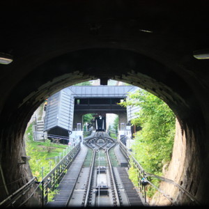 Our ride on a cable car from Hohensalzburg Castle.