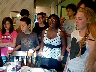 Sebastian's friends gather to sing happy birthday to him