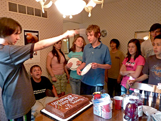 Sebastian with friends at his birthday party