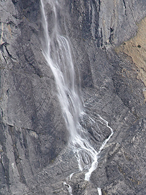 This is a waterfall in Switzerland, in the valley of the Sefinen Lütschine.