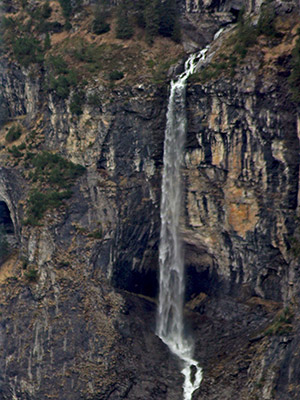 This is a waterfall in Switzerland, in the valley of the White Lütschine.