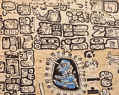 A portion of Mayan writing from the Codex Tro-Cortesianus manuscript