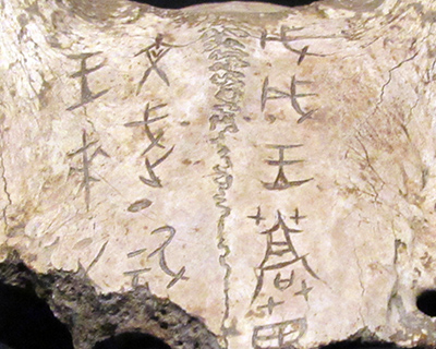 An oracle script on a deer skull dated to about 1200 BC