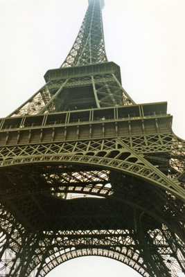 Looking up from practically under the Eiffel Tower