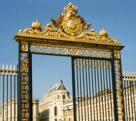 the gate into the grounds at the Palace of Versailles, photo by Virginia Ives